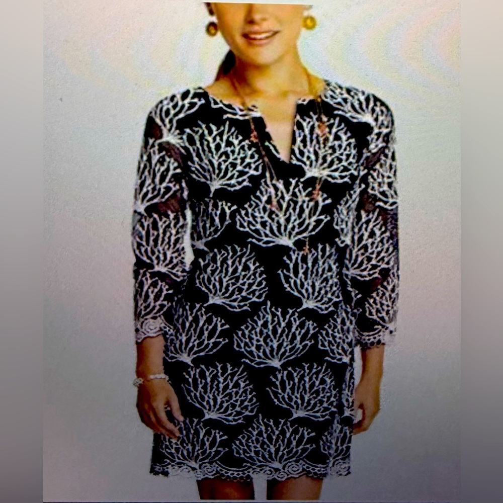 Lilly Pulitzer True Navy and White Coral Mesh Lace Wendy‎ Dress size 6